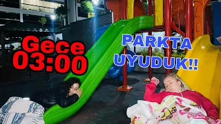 GECE GİZLİCE PARKTA KALMAK !!ÇOK KORKTUK!! aslı ca