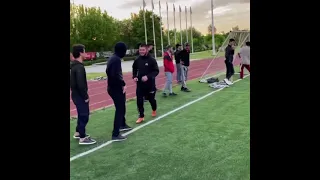 Khabib Nurmagomedov shows off his soccer skills