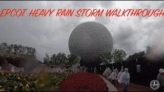 Epcot Future World RAIN STORM in 4K Walkthrough Tour | Walt Disney World Orlando Florida