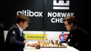 MAGNUS CARLSEN ACCIDENT WITH THE GAZ WATER BOTTLE AGAINST KARJAKIN!!! REALLY FUNNY :)