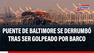 🔴🔵Barco choca contra el mayor puente de Baltimore en EE.UU. y lo derrumba mientras cruzaban autos