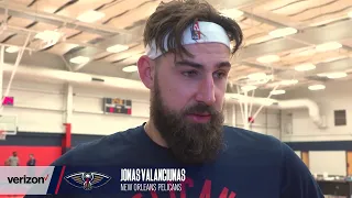 Jonas Valanciunas on the longer break between games | Pelicans Shootaround 1-24-22