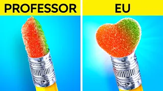 COMO LEVAR GULOSEIMAS PARA A ESCOLA || Formas de Ir à Aula com Maquiagem e Comida, por 123GO Like!