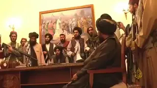 Rare footage of TALIBAN fighters, inside the Afghan presidential palace