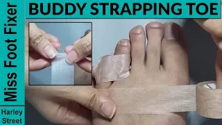A doctor Injured toe! How to buddy strap an injured or broken toe by miss foot fixer