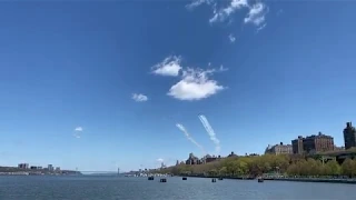 Thunderbirds and Blue Angels fly over New York City, April 28, 2020