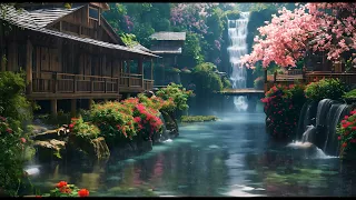 Tranquil Rain in a Japanese Garden🌺Gentle Rain Sounds and Piano Music for Serenity and Relaxation