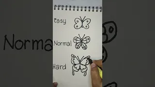 How to DRAW a BUTTERFLY tutorial for beginners from easy to hard. #shorts