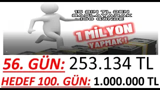 56. GÜN - 100 GÜNDE 15 BİN TL' DEN BAŞLAYIP MİLYONER OLMAK!!! - 100 GÜNDE PORTFÖYÜ 1 MİLYON YAPMAK!