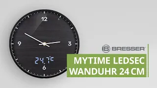 BRESSER MyTime LEDsec Wanduhr 24 cm mit Temperaturanzeige