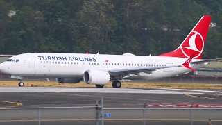 *FIRST EVER* Turkish Airlines Boeing 737 MAX 8 takeoff at BFI