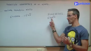 Fraccion generatriz de un decimal periodico mixto SECUNDARIA (2ºESO) matematicas