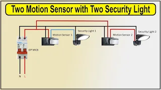 How To Make Two Motion Sensor with Two Security Light Wiring Diagram | photocell