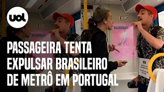 Passageira tenta expulsar MC brasileiro de metrô em Portugal; vídeo mostra o momento