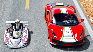 Ferrari 488 Pista vs Super Kart 250cc   Desert Drag Race