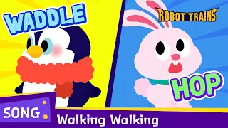 Walking Walking | Animals Song | Nursery Rhymes & Songs | animal crossing | music | robot trains