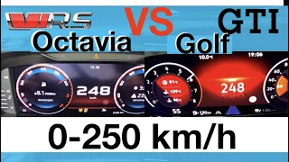 ACCELERATION BATTLE | 0-250 KM/H | Skoda Octavia RS 2.0 TSI vs Volkswagen Golf GTI 2.0 TSI | 180 kW