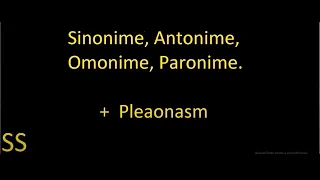 Sinonime,Antonime,Omonime,Paronime + Pleonasm -SS