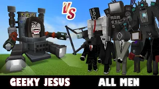 Geeky Jesus Toilet vs. All MEN Camerman, Speakerman & TV Man | Minecraft (YEAAHH BABY!)