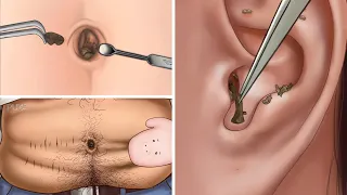 ASMR|Remove Huge Navel Stone Animation|ear blackhead care