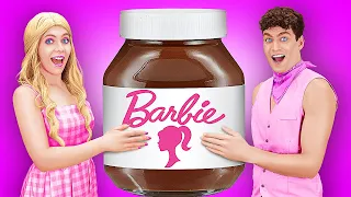 BARBIE VS. KEN 💞PINK ESSEN-CHALLENGE || 24 Stunden nur Barbie-Essen von 123 GO! CHALLENGE