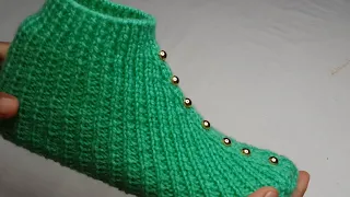 Ankle Length Socks with Pearl 💚 New Design Socks Tutorial