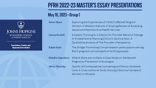 PFRH 2022-23 Master’s Essay Presentations - May 10 - Group 1