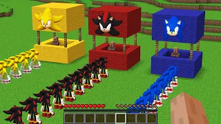 Why DID I BUILD SECRET SONIC vs SUPER SONIC vs SHADOW SONIC SHOP in Minecraft  NEW SECRET SHOP