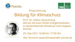 Ringvorlesung "Bildung für Klimaschutz" | Prof. Dr. Volker Quaschning