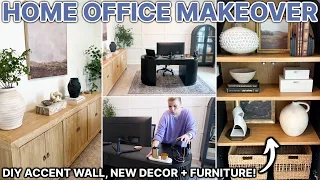 EXTREME HOME OFFICE MAKEOVER w/ DIY Accent Wall 🏡 | Home Decorating | NEW Decor + Furniture