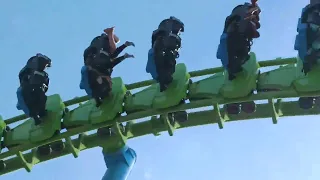 Twisted Typhoon Hanging RollerCoaster Adrenaline Ride at Wild Adventures Theme Park in Georgia (USA)