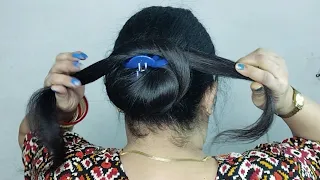 Knot Juda ! Very Easy Juda Bun Hairstyles Using Medium Clutcher ! Clutcher Hairstyles for Long Hair