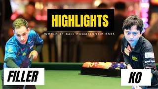 Joshua Filler vs Ko Ping Chung | World 10 Ball Championship 2023 | Highlights