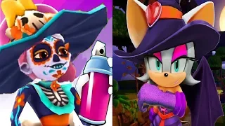 Sonic Dash Witch Rouge new Character unlocked VS Subway Surfers Mexico Halloween 2019