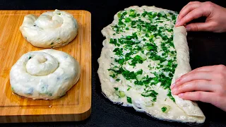 I just added the greens and turned the dough. Fast, cheap and tasty recipe| Appetizing.tv