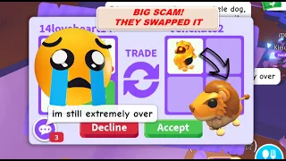 THEY SCAMMED ME BIG TIME 😫😭 WITH A BLAZING LION 😲😟 I AM FED UP OF SCAMMERS 😭 Adopt Me - Roblox