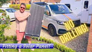 Fitting a SOLAR PANEL on our VW California! NO DRILLING REQUIRED!