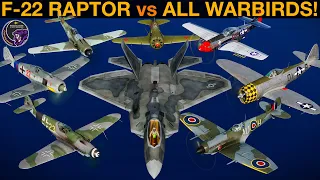 1 x F-22 Raptor  vs  9 x WWII Warbirds: Dogfight | DCS