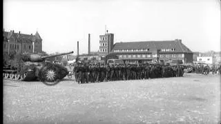 German troops from 512th Heavy Tank Destroyer Battalion surrender at Town Square ...HD Stock Footage