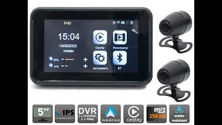 Двухканальный видеорегистратор AVS305DVR для мотоцикла с функцией CarPlay