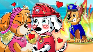 Marshall & Skye Kissed Without Chase!!! - Very Sad Story | Paw Patrol The Mighty Movie | Rainbow 3