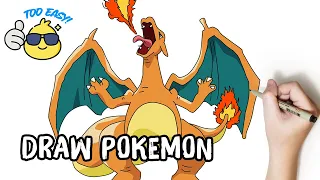 How To Draw Pokemon Charizard Lizardon Spewing Fire Step By Step Easy | Fire Flying Pokémon