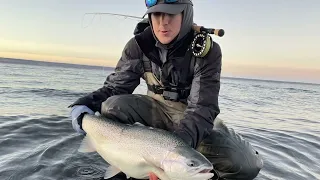 MONSTER Rainbow Trout Fly Fishing - Jurassic Lake Patagonia April 2023