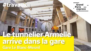 Gare Le Blanc-Mesnil - Le tunnelier Armelle arrive dans la gare