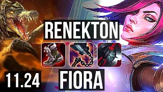 RENEKTON vs FIORA (TOP) | 10/1/1, 6 solo kills, 400+ games, Dominating | KR Master | 11.24