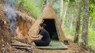 Full video: Girl builds a house in the wild forest, Bushcraft Camp