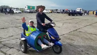 moto trailer made from old barrel