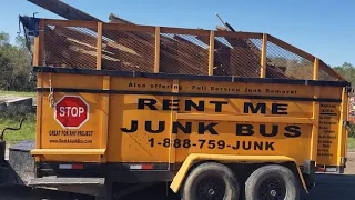 21 yard Junk Bus Dumpster Rental on Wheels Deck Removal Slidell, La