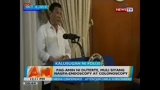 Pag-amin ni Duterte, muli siyang nagpa-endoscopy at colonoscopy