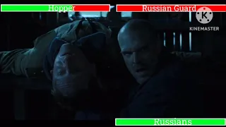 Hopper vs Russian Guard with healthbars Russia Fight Stranger Things 4